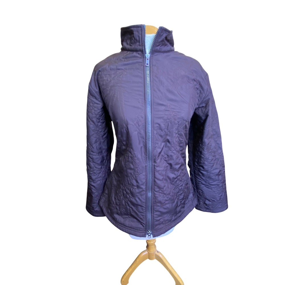 Patagonia Water Girl Womens Medium Chocolate Brown Floral Quilted Zip Jacket